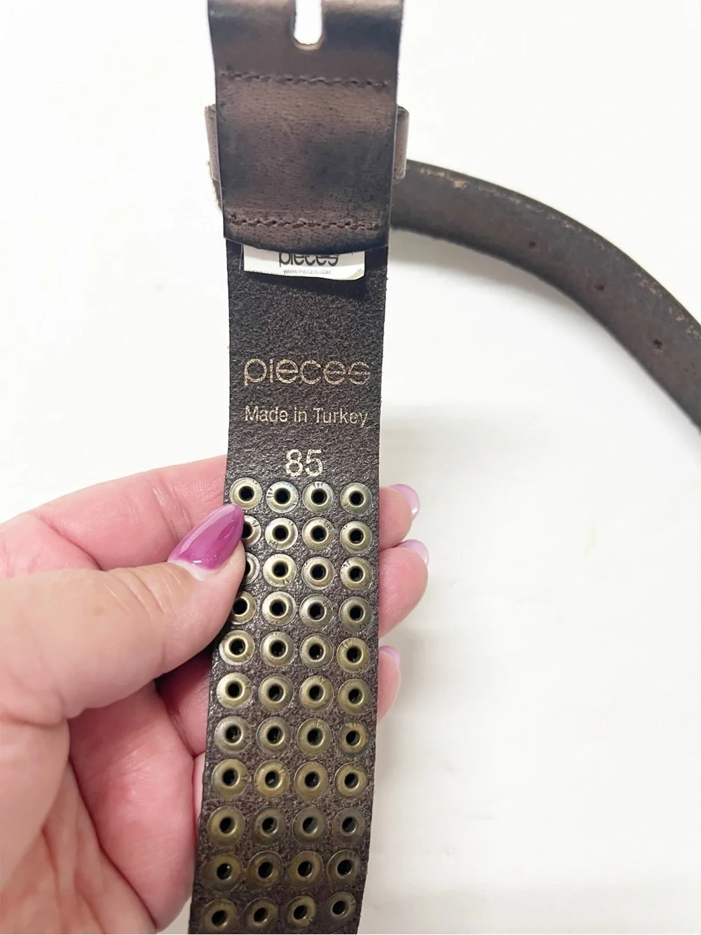 Pieces Womens Boho Brown Leather Mixed Metal Stud Belt without Buckle Size 85